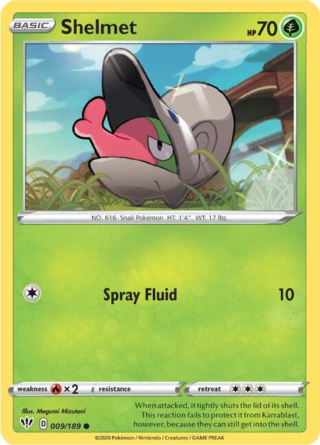 Shelmet 009/189 card from SWSH03: Darkness Ablaze