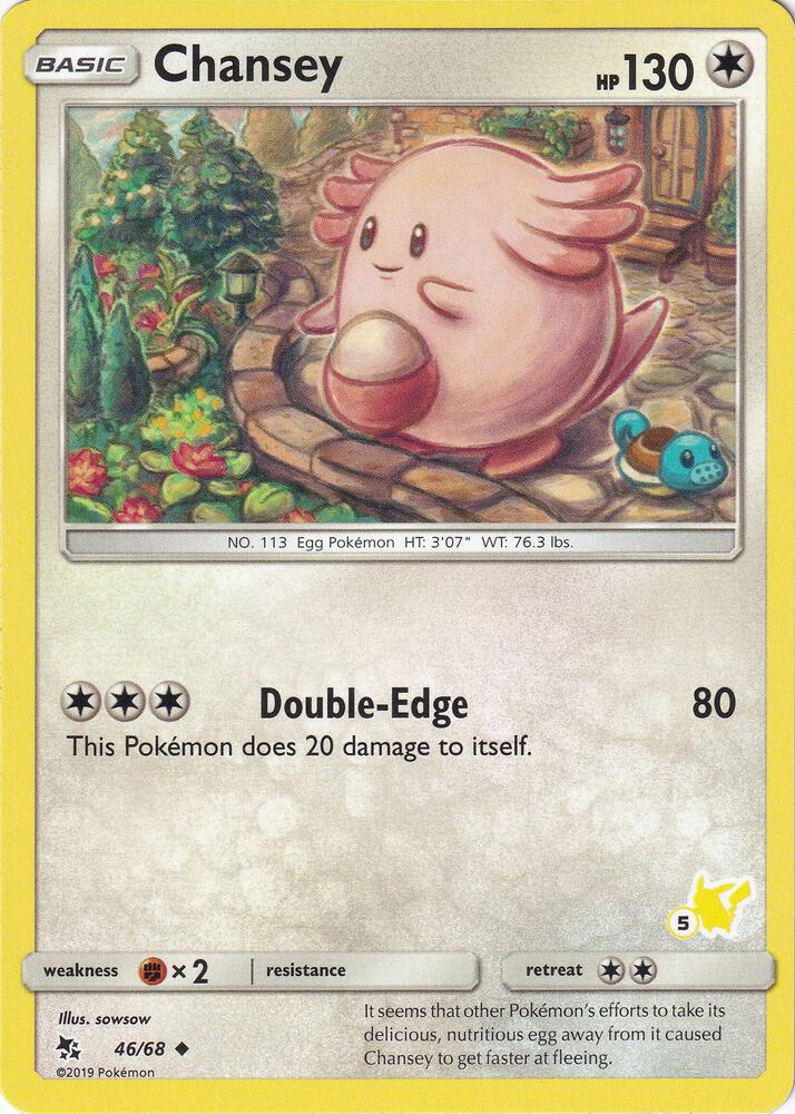 Chansey - 46/68 (#5 Pikachu Stamped) 046/068 card from Battle Academy