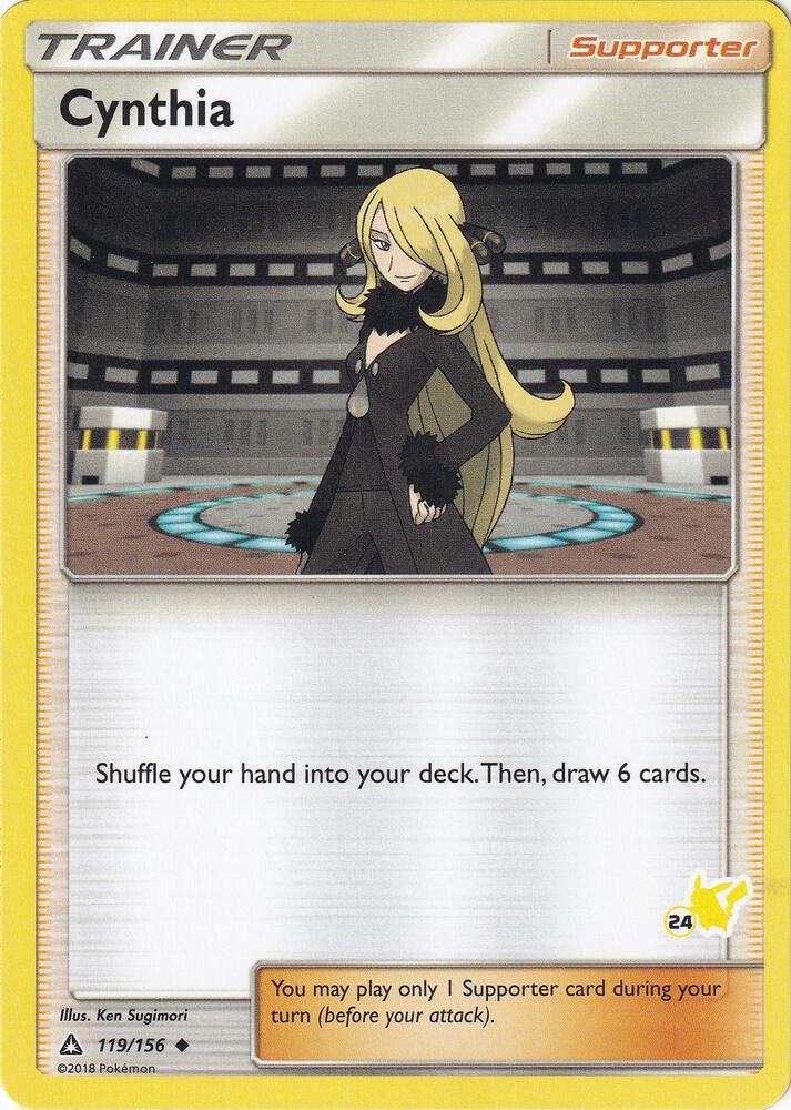 Cynthia (#24 Pikachu Stamped) 119/156 card from Battle Academy