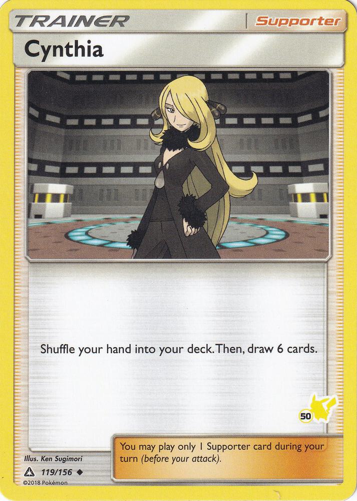 Cynthia (#50 Pikachu Stamped) 119/156 card from Battle Academy