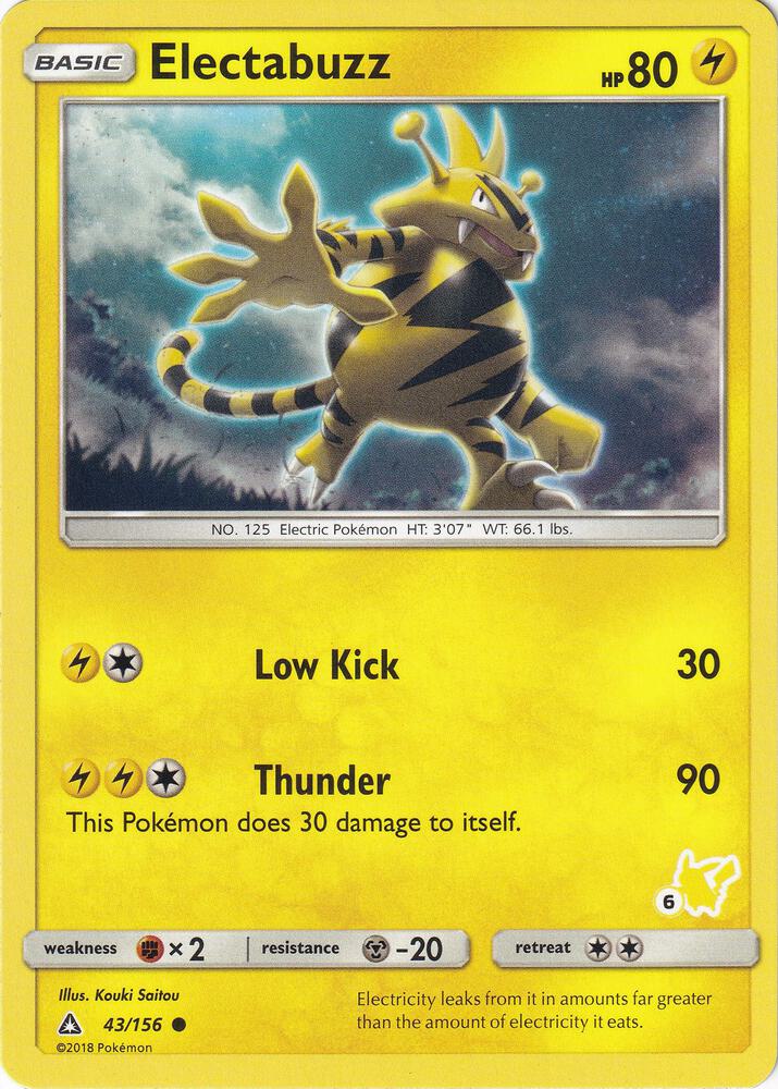 Electabuzz - 43/156 (#6 Pikachu Stamped) 043/156 card from Battle Academy