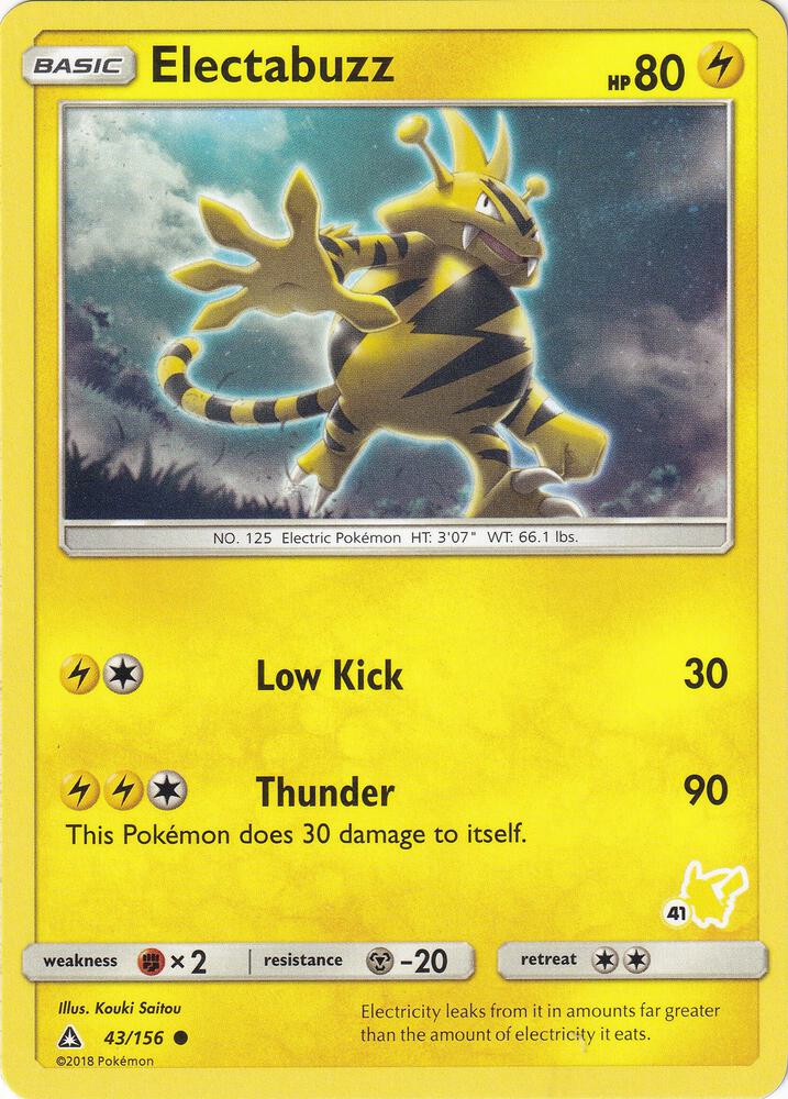 Electabuzz - 43/156 (#41 Pikachu Stamped) 043/156 card from Battle Academy
