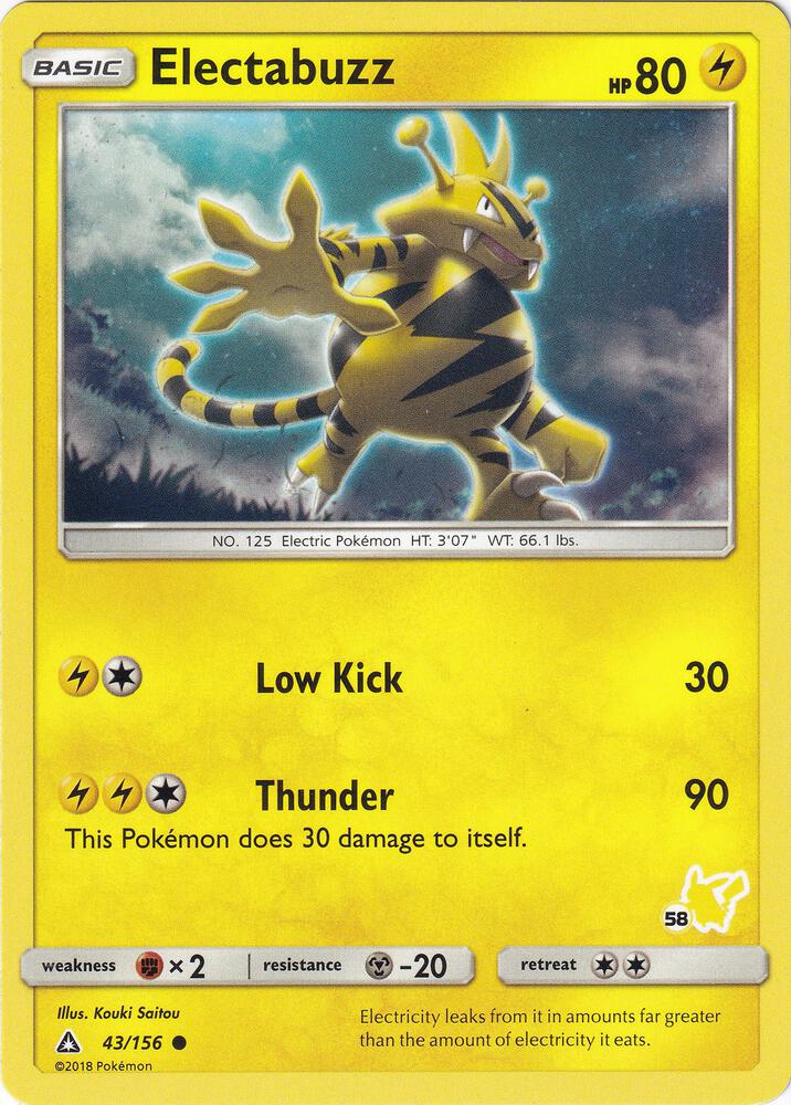 Electabuzz - 43/156 (#58 Pikachu Stamped) 043/156 card from Battle Academy