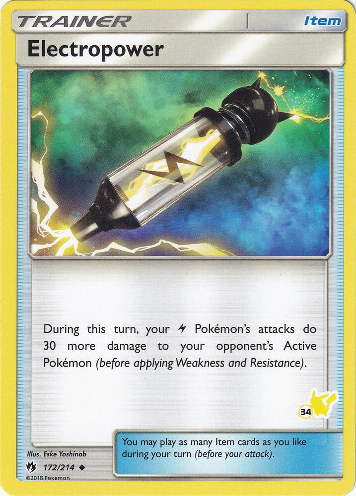 Electropower (#34 Pikachu Stamped) 172/214 card from Battle Academy