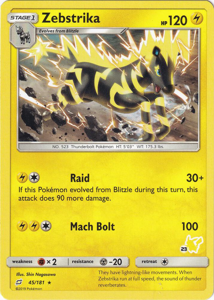 Zebstrika - 45/181 (#23 Pikachu Stamped) 045/181 card from Battle Academy