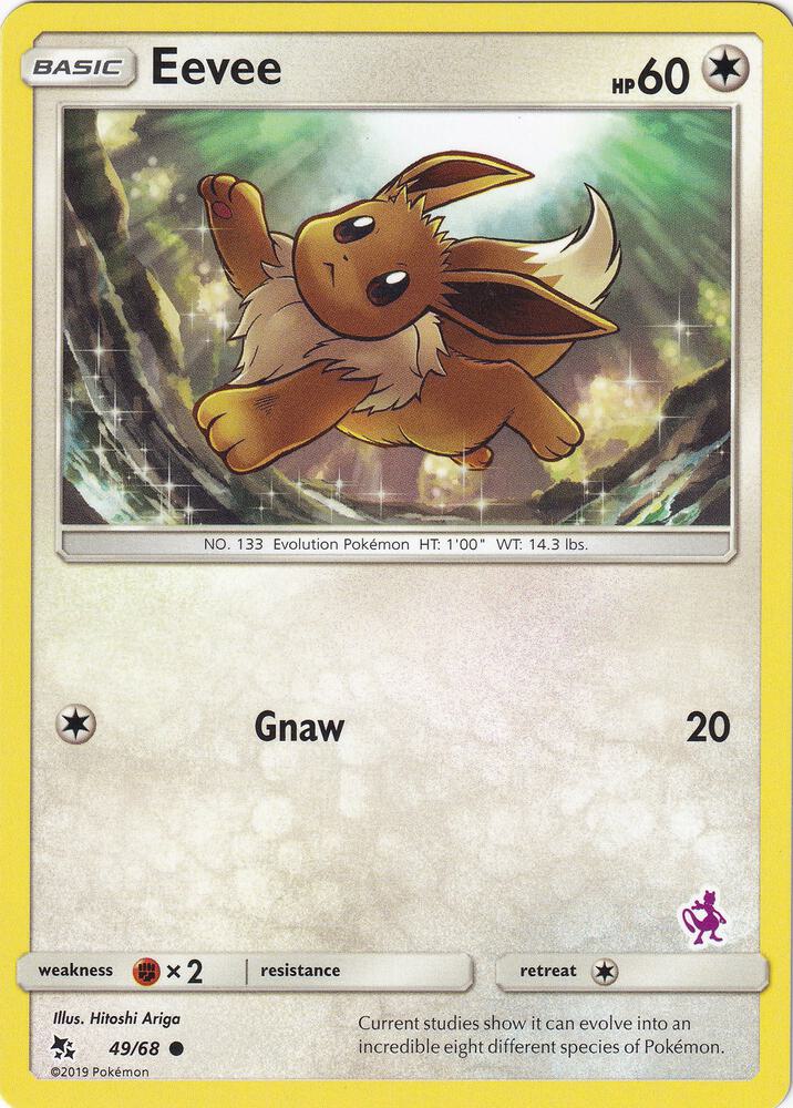 Eevee - 49/68 (Mewtwo Stamped) 049/068 card from Battle Academy