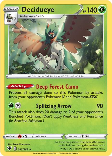 Decidueye 013/189 card from SWSH03: Darkness Ablaze