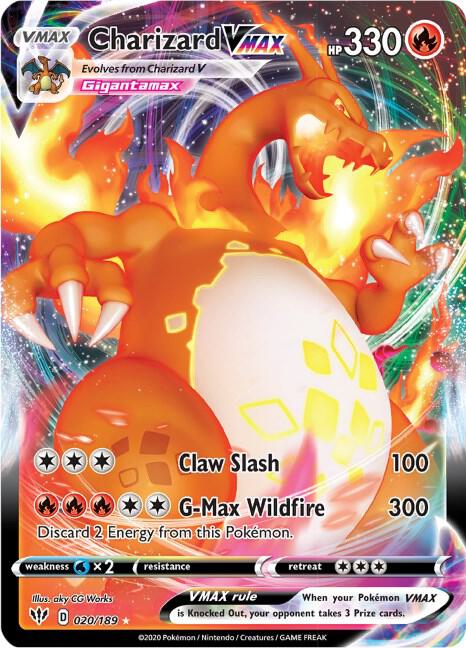 Charizard VMAX 020/189 card from SWSH03: Darkness Ablaze