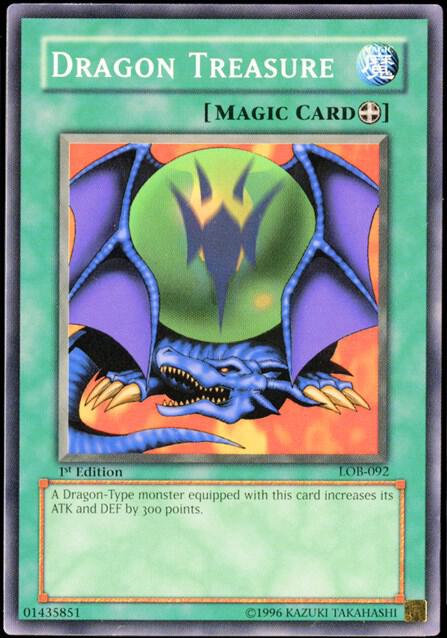 Dragon Treasure LOB-092 card from The Legend of Blue Eyes White Dragon