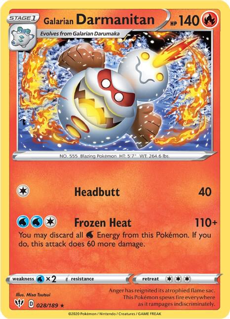 Galarian Darmanitan (28) 028/189 card from SWSH03: Darkness Ablaze