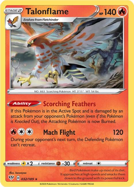 Talonflame 032/189 card from SWSH03: Darkness Ablaze