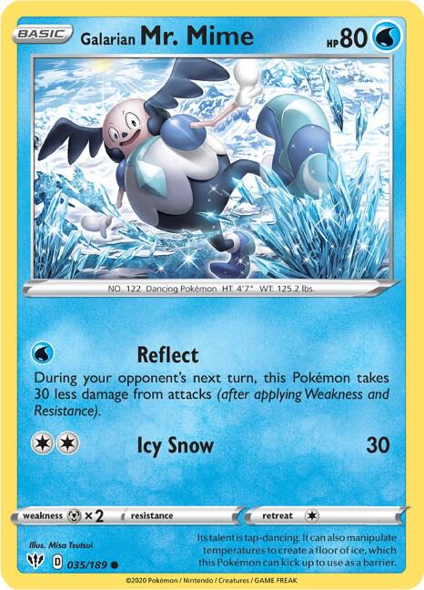 Galarian Mr. Mime 035/189 card from SWSH03: Darkness Ablaze