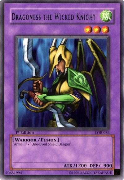 Dragoness the Wicked Knight LOB-086 card from The Legend of Blue Eyes White Dragon