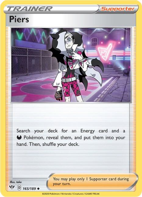 Piers 165/189 card from SWSH03: Darkness Ablaze