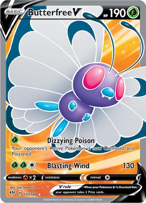 Butterfree V (Full Art) 177/189 card from SWSH03: Darkness Ablaze