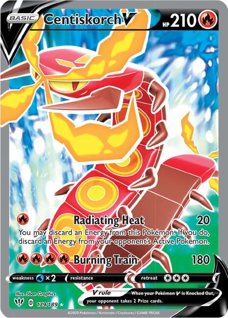 Centiskorch V (Full Art) 179/189 card from SWSH03: Darkness Ablaze