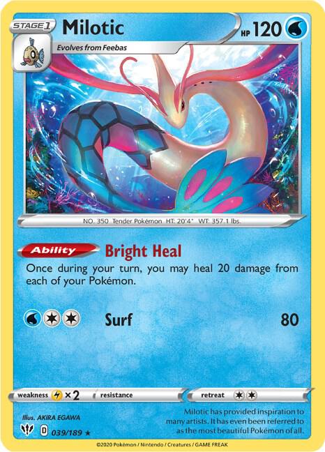 Milotic 039/189 card from SWSH03: Darkness Ablaze