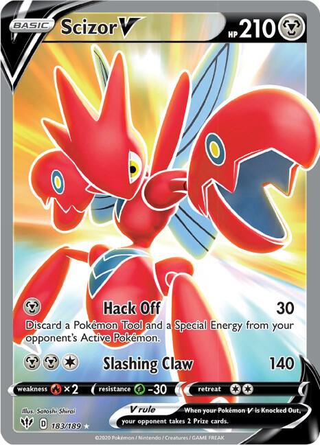 Scizor V (Full Art) 183/189 card from SWSH03: Darkness Ablaze