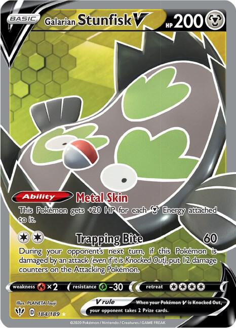 Galarian Stunfisk V (Full Art) 184/189 card from SWSH03: Darkness Ablaze