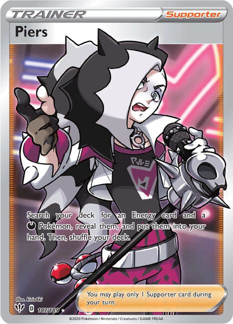 Piers (Full Art) 187/189 card from SWSH03: Darkness Ablaze