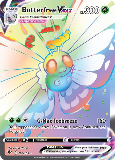 Butterfree VMAX (Secret) 190/189 card from SWSH03: Darkness Ablaze