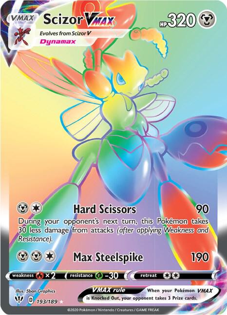 Scizor VMAX (Secret) 193/189 card from SWSH03: Darkness Ablaze