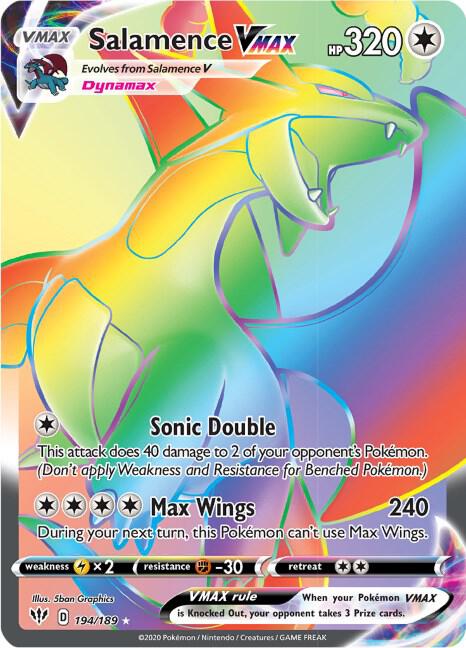 Salamence VMAX (Secret) 194/189 card from SWSH03: Darkness Ablaze