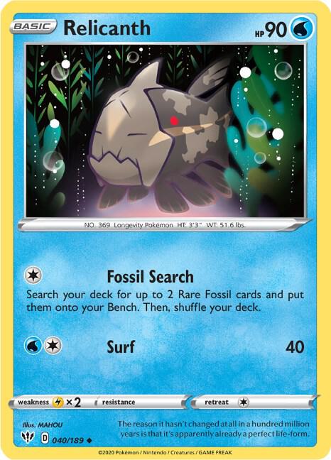 Relicanth 040/189 card from SWSH03: Darkness Ablaze