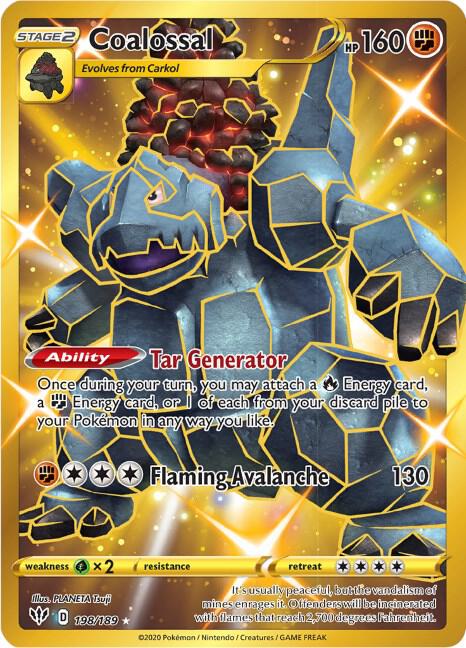 Coalossal (Secret) 198/189 card from SWSH03: Darkness Ablaze