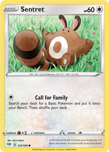 Sentret 135/189 card from SWSH03: Darkness Ablaze