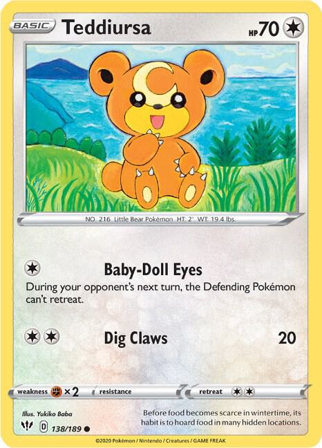 Teddiursa 138/189 card from SWSH03: Darkness Ablaze