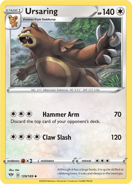 Ursaring 139/189 card from SWSH03: Darkness Ablaze