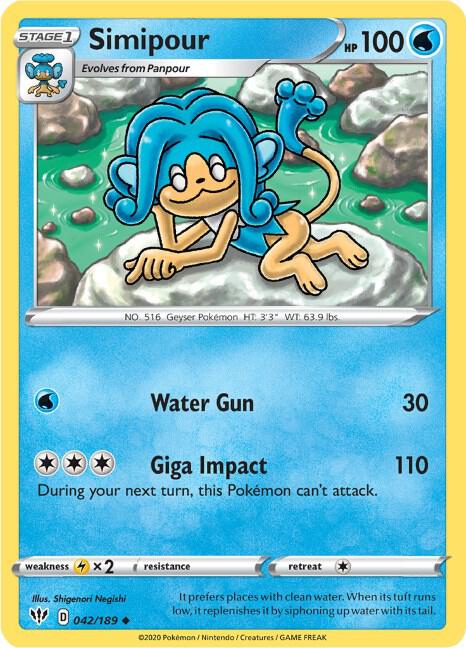 Simipour 042/189 card from SWSH03: Darkness Ablaze