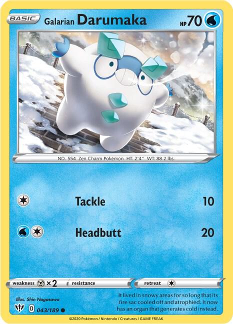 Galarian Darumaka 043/189 card from SWSH03: Darkness Ablaze