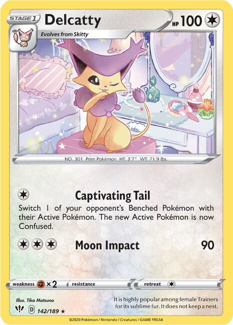 Delcatty 142/189 card from SWSH03: Darkness Ablaze