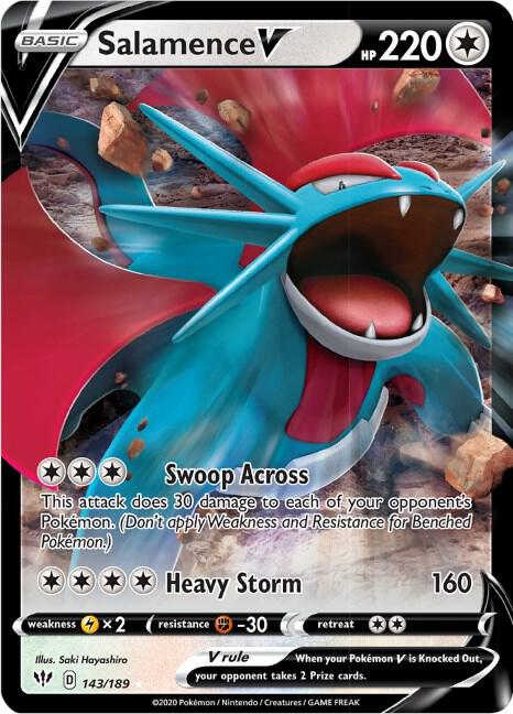 Salamence V 143/189 card from SWSH03: Darkness Ablaze