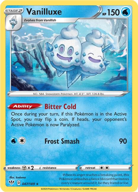 Vanilluxe 047/189 card from SWSH03: Darkness Ablaze