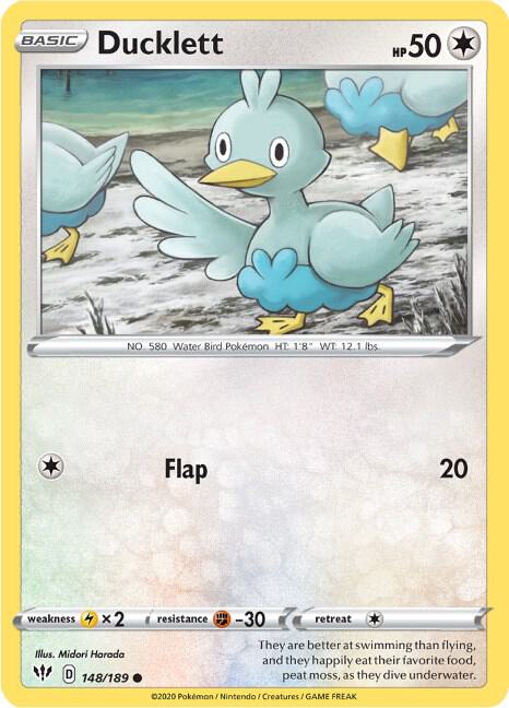 Ducklett 148/189 card from SWSH03: Darkness Ablaze