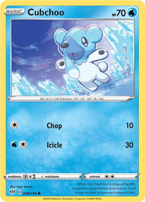 Cubchoo 048/189 card from SWSH03: Darkness Ablaze