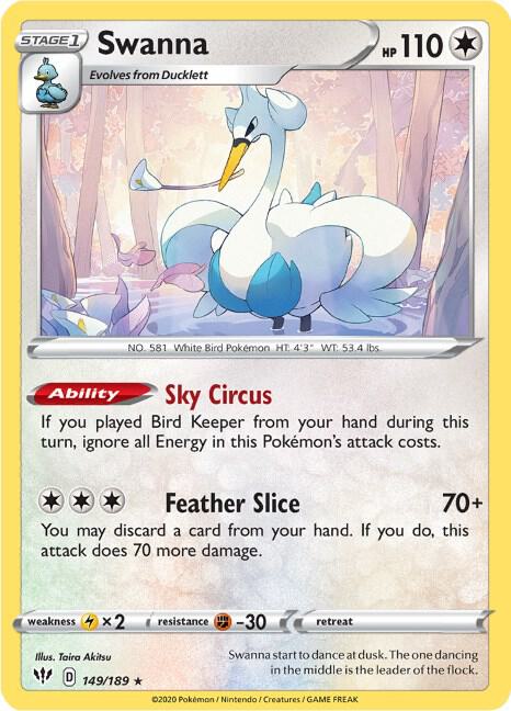 Swanna 149/189 card from SWSH03: Darkness Ablaze