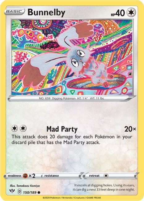 Bunnelby 150/189 card from SWSH03: Darkness Ablaze