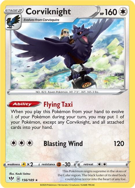 Corviknight 156/189 card from SWSH03: Darkness Ablaze
