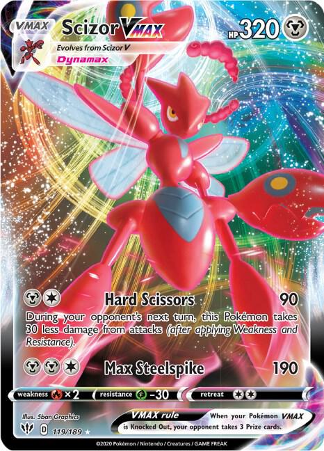 Scizor VMAX 119/189 card from SWSH03: Darkness Ablaze