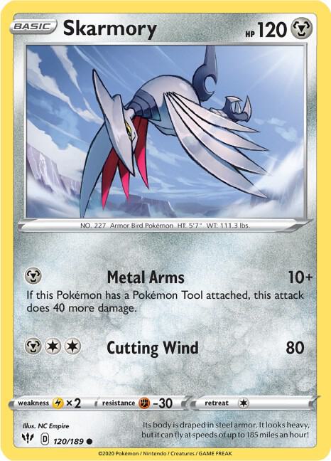 Skarmory 120/189 card from SWSH03: Darkness Ablaze
