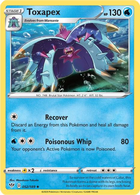 Toxapex 052/189 card from SWSH03: Darkness Ablaze