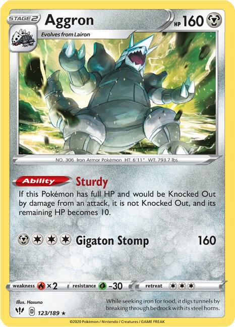 Aggron 123/189 card from SWSH03: Darkness Ablaze
