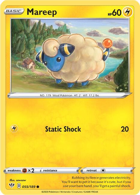 Mareep 055/189 card from SWSH03: Darkness Ablaze