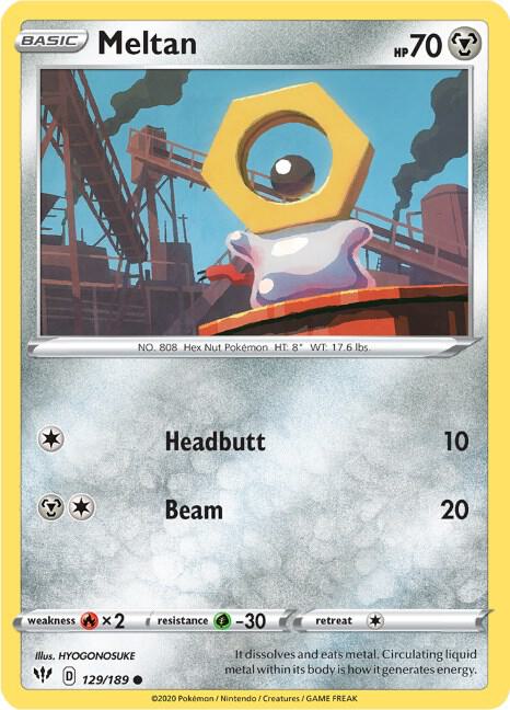 Meltan 129/189 card from SWSH03: Darkness Ablaze