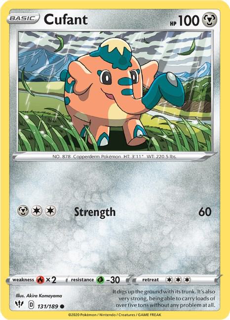 Cufant 131/189 card from SWSH03: Darkness Ablaze