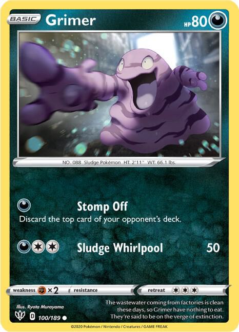 Grimer 100/189 card from SWSH03: Darkness Ablaze